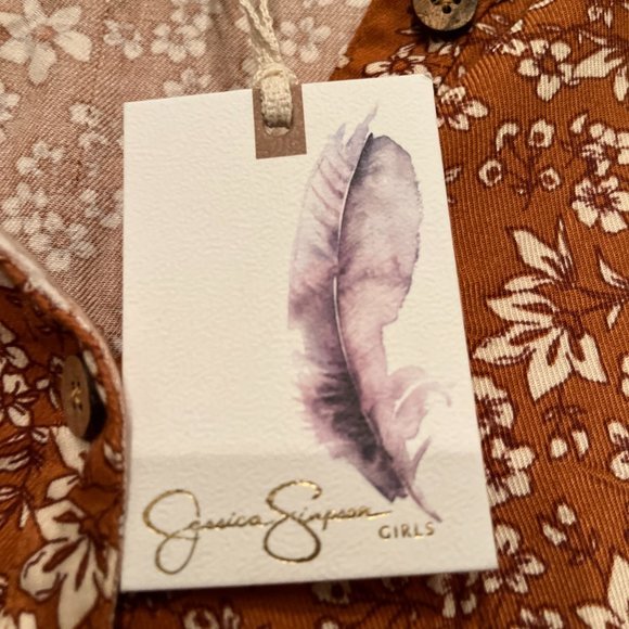 Jessica Simpson NWT Girl's Rust Floral Elastic Waist Blouse (nwt / L (10) - Picture 6 of 16